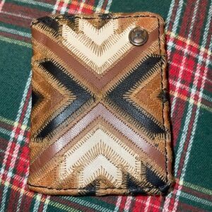 Brown and Black Patterned Men's hooey Wallet